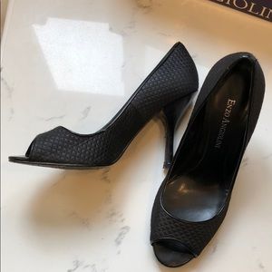 Enzo Angiolini Grey Gunmetal Peeptoe Heels